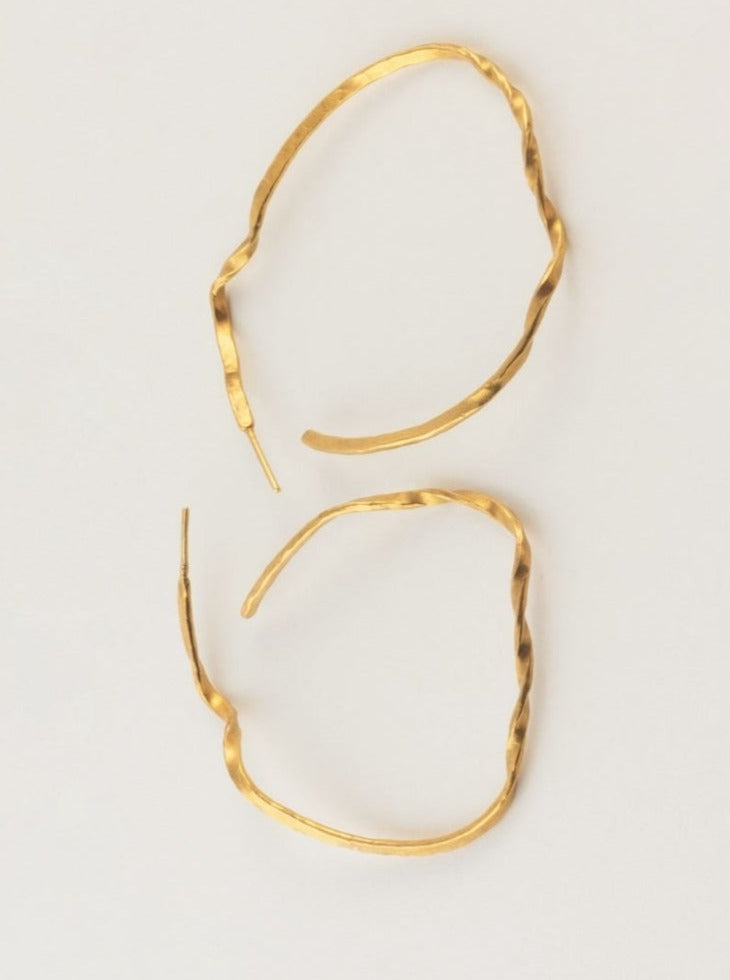 Luisa Lopez: Greta Hammered Hoop Earrings - Gold