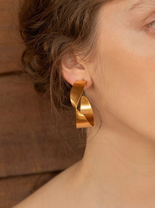 Luisa Lopez: Estela Large Hoop Earrings - Gold