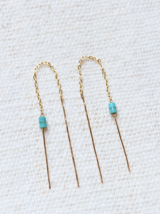 8.6.4: Threader Chain Earrings - Turquoise