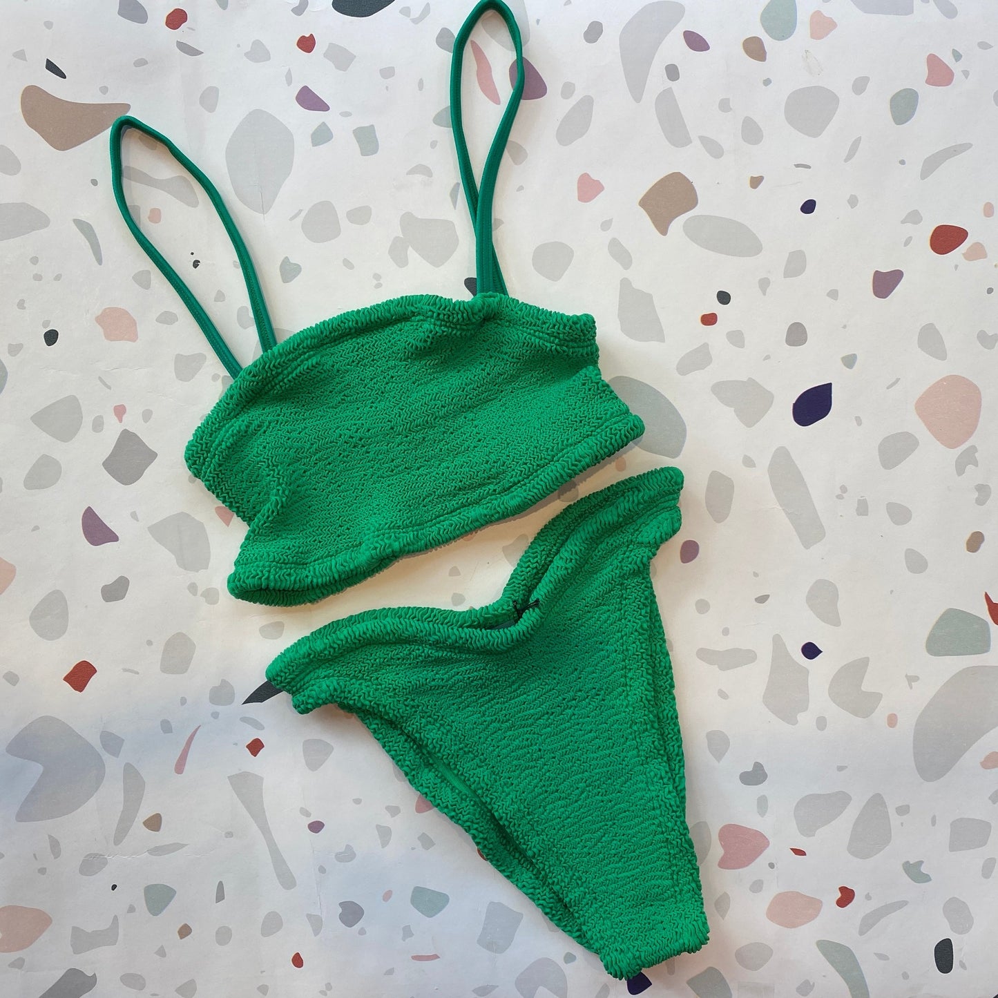 Hunza G: Nadine High-Waisted Bikini Set - Metallic Forest Green – Azaleas