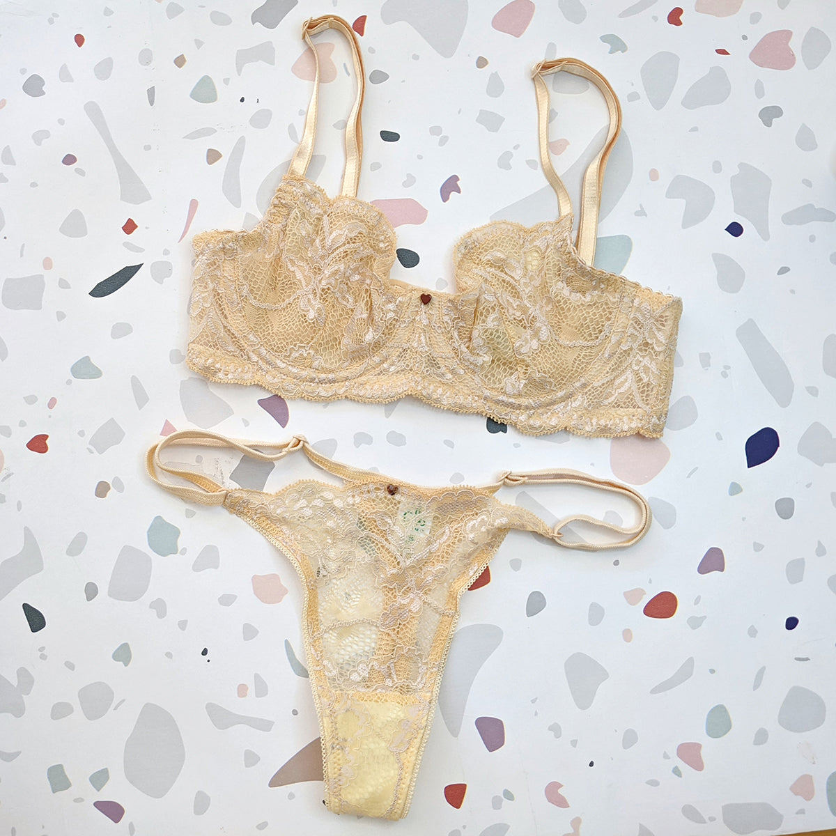 Clo: Fortuna Lace Adjustable String Thong - Chamomile