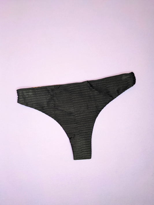 Acacia: Brazil Ribbed Thong Bikini Bottom - Coal