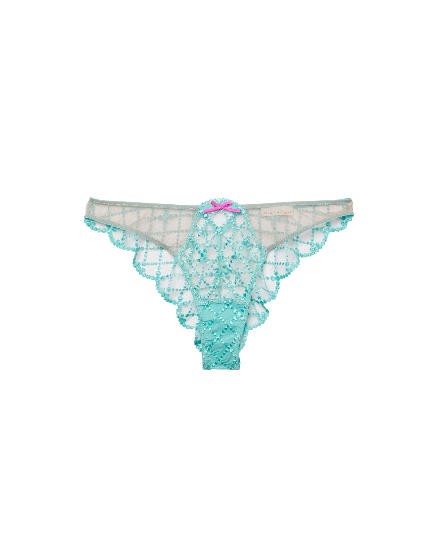 Fleur du Mal: Dotty Grid Cheeky Panty - Bright Jade