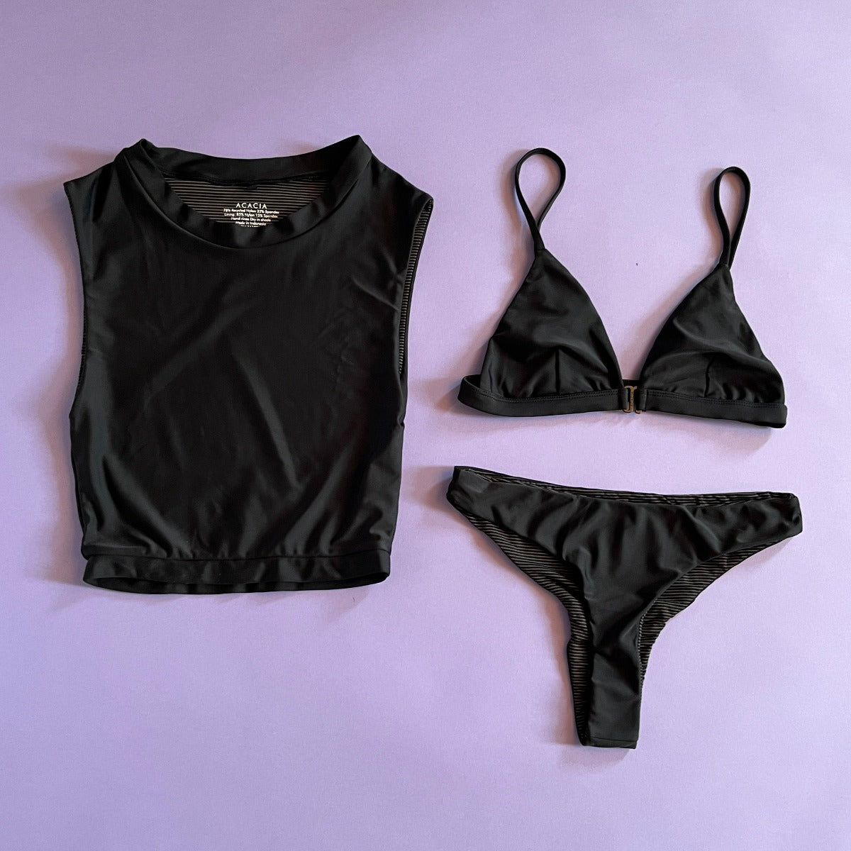 Triangle Brazil Bikini Swimwear - Black