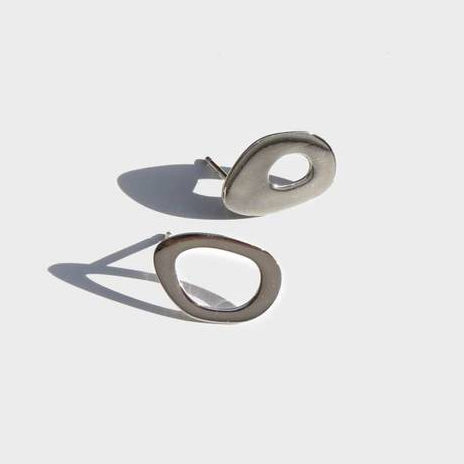 Modern Weaving: Mismatched Lobe Studs - Sterling Silver