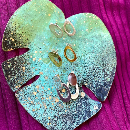 Modern Weaving: Mismatched Lobe Studs - Sterling Silver