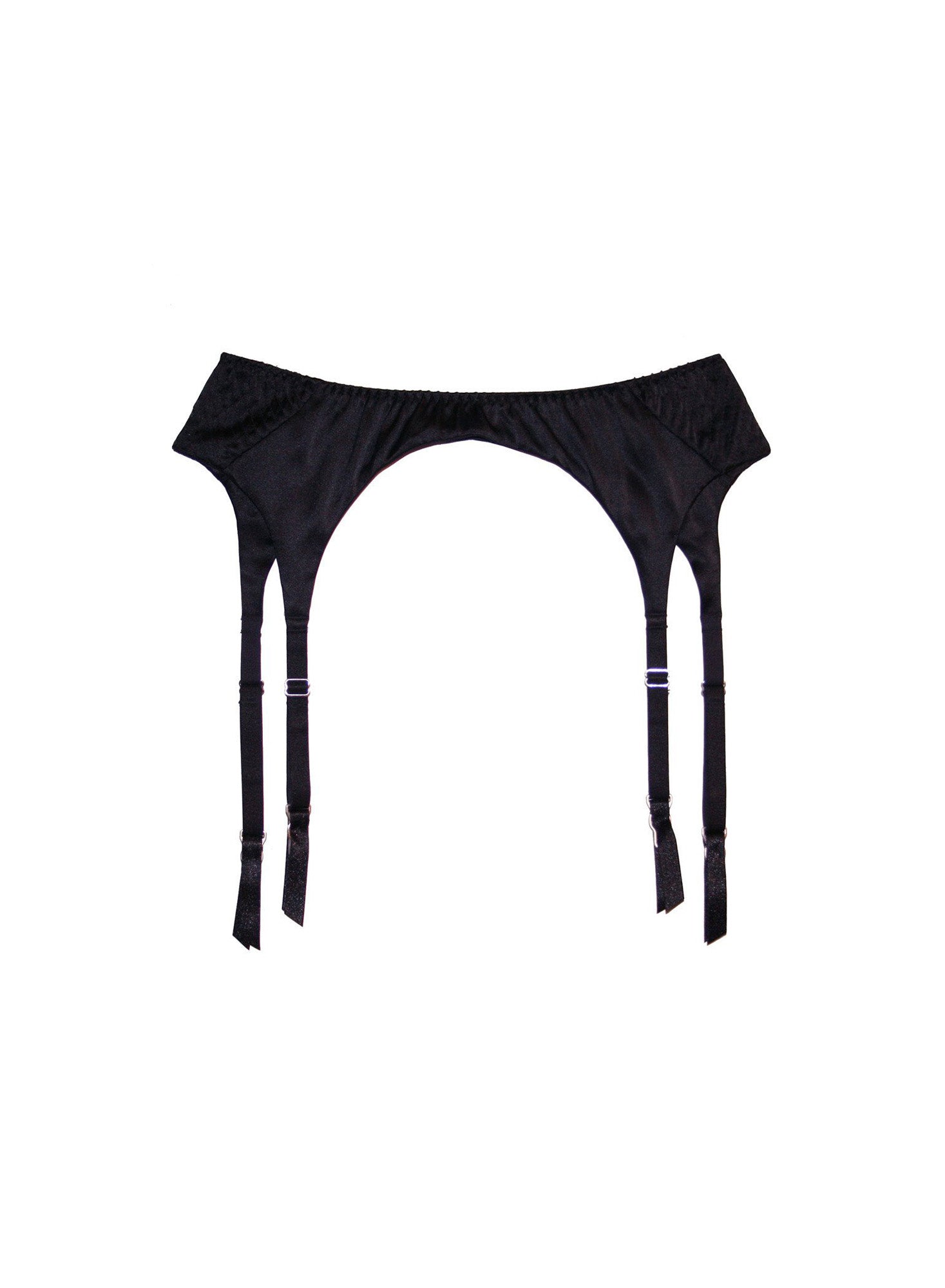 Fleur du Mal: Satin Top Stitch Garter Belt - Black Azaleas Fleur du Mal: Satin Top Stitch Garter Belt - Black Azaleas