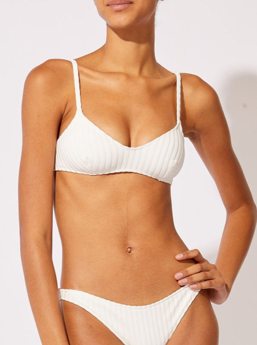 Solid & Striped: Rachel Bikini Top - Ribbed Marshmallow