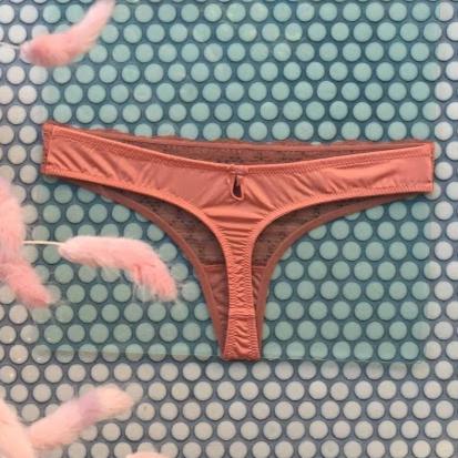 Duet by Timpa: Lace Thong with Keyhole Back - Coral